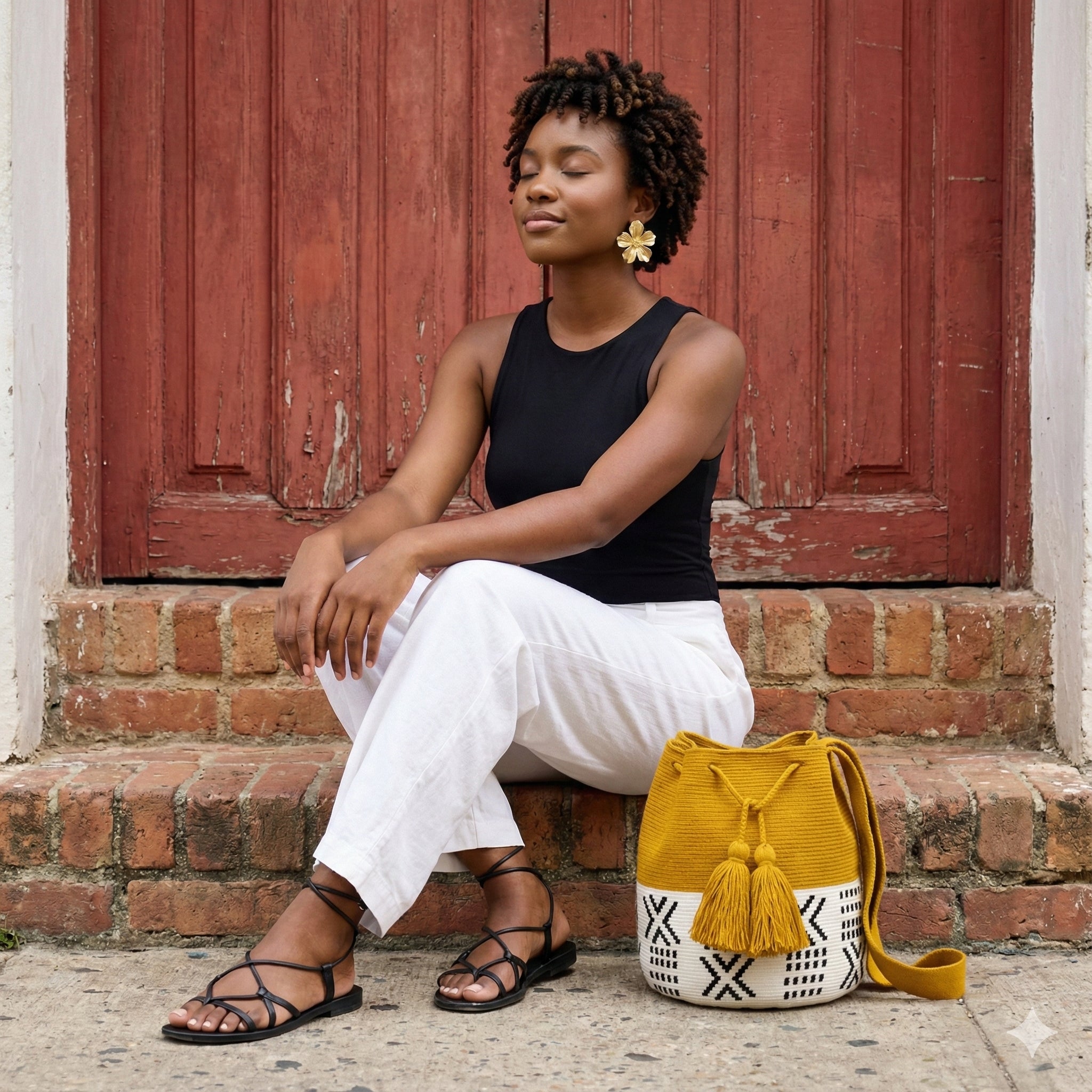 Wayuu crossbody bag (Yellow & X pattern)