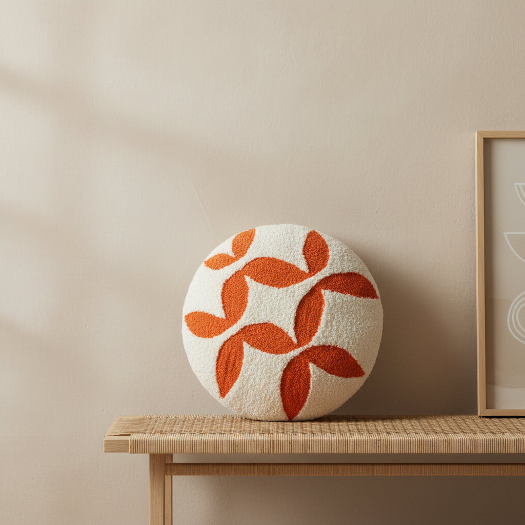 Wayuu Round Pillow (orange and cream)