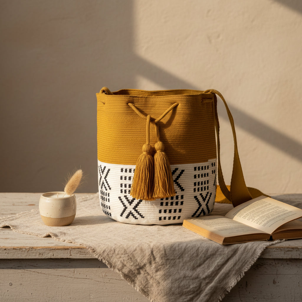 Wayuu crossbody bag (Yellow & X pattern)