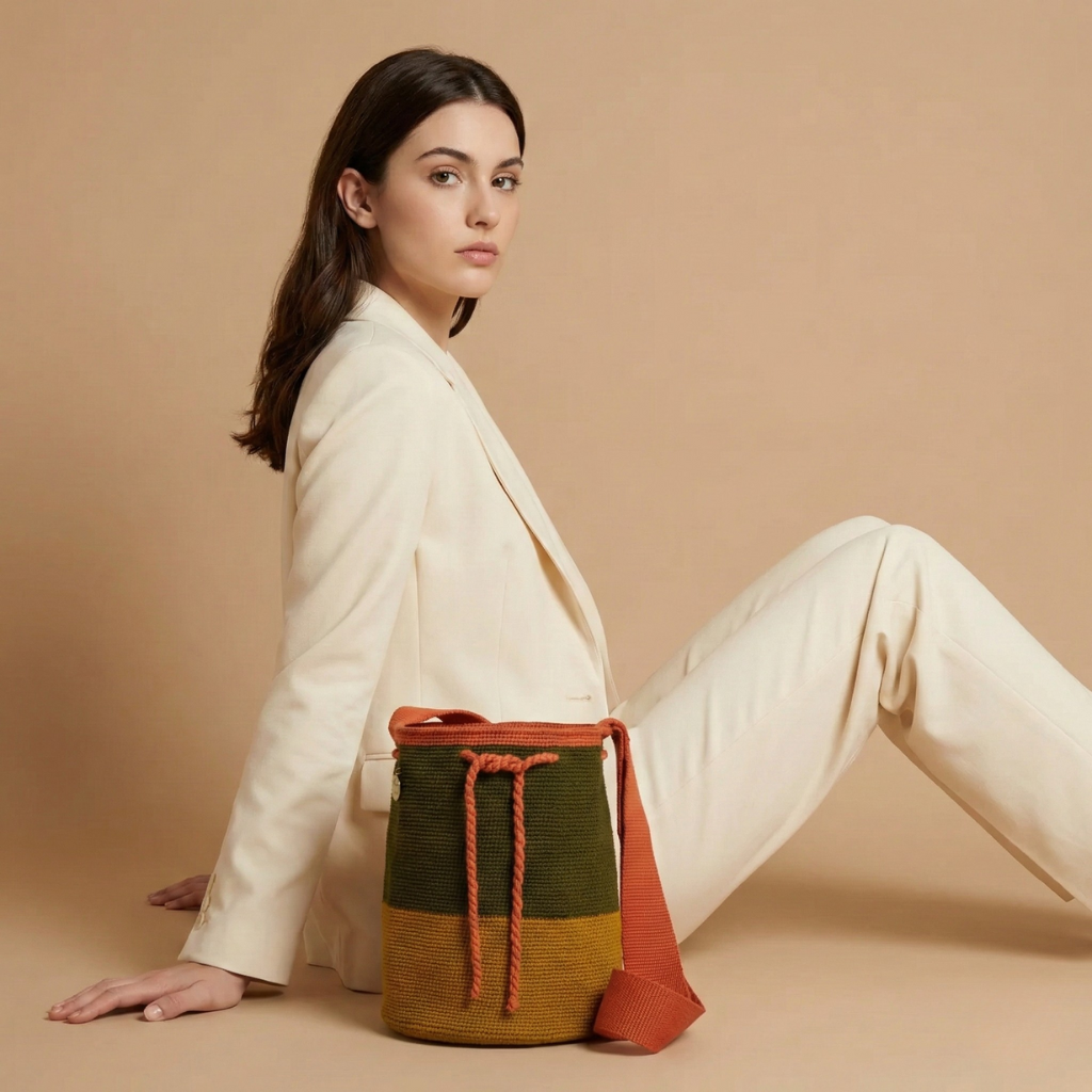 Guambiana shoulder bag (Green & Mustard)