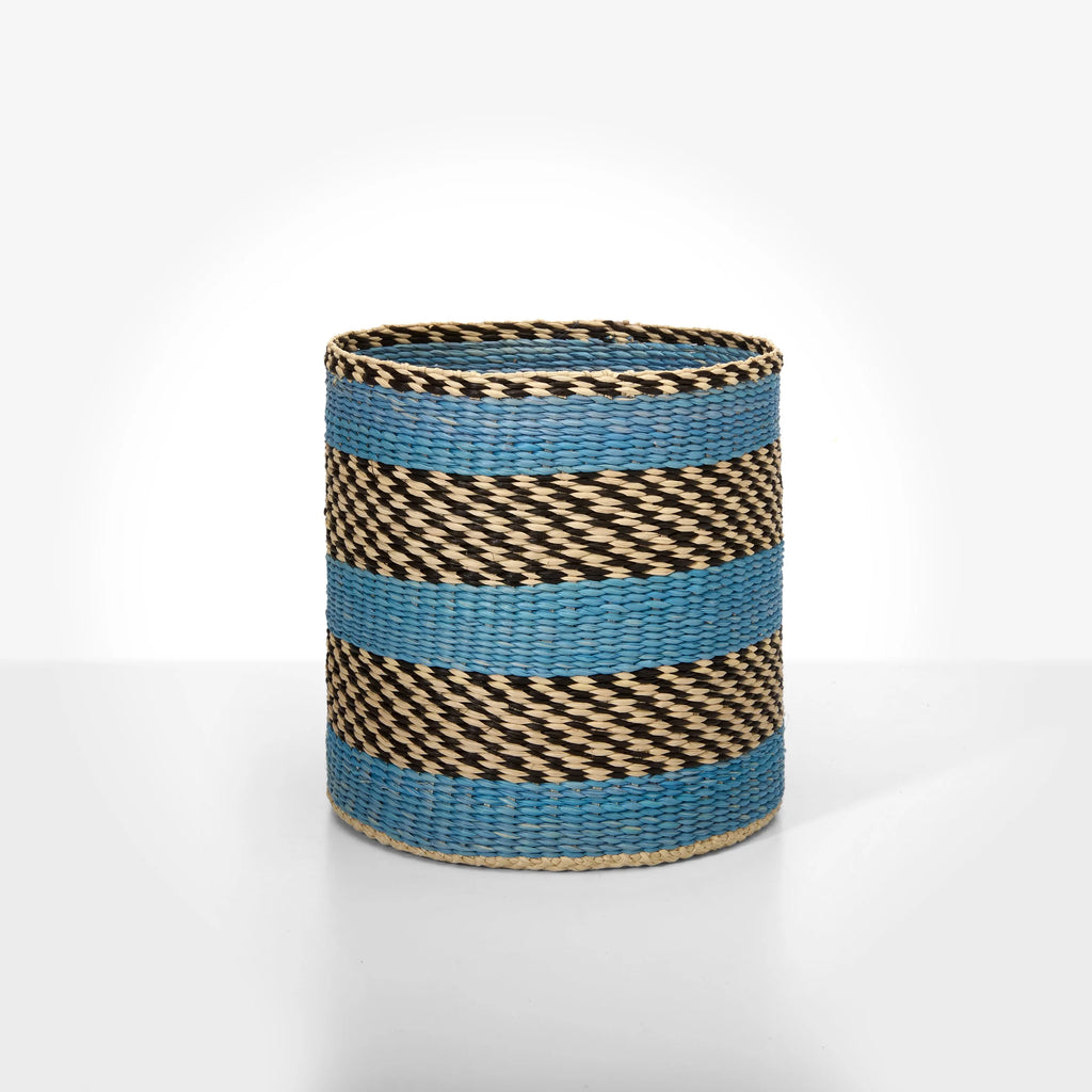 Iraca round basket (Blue)