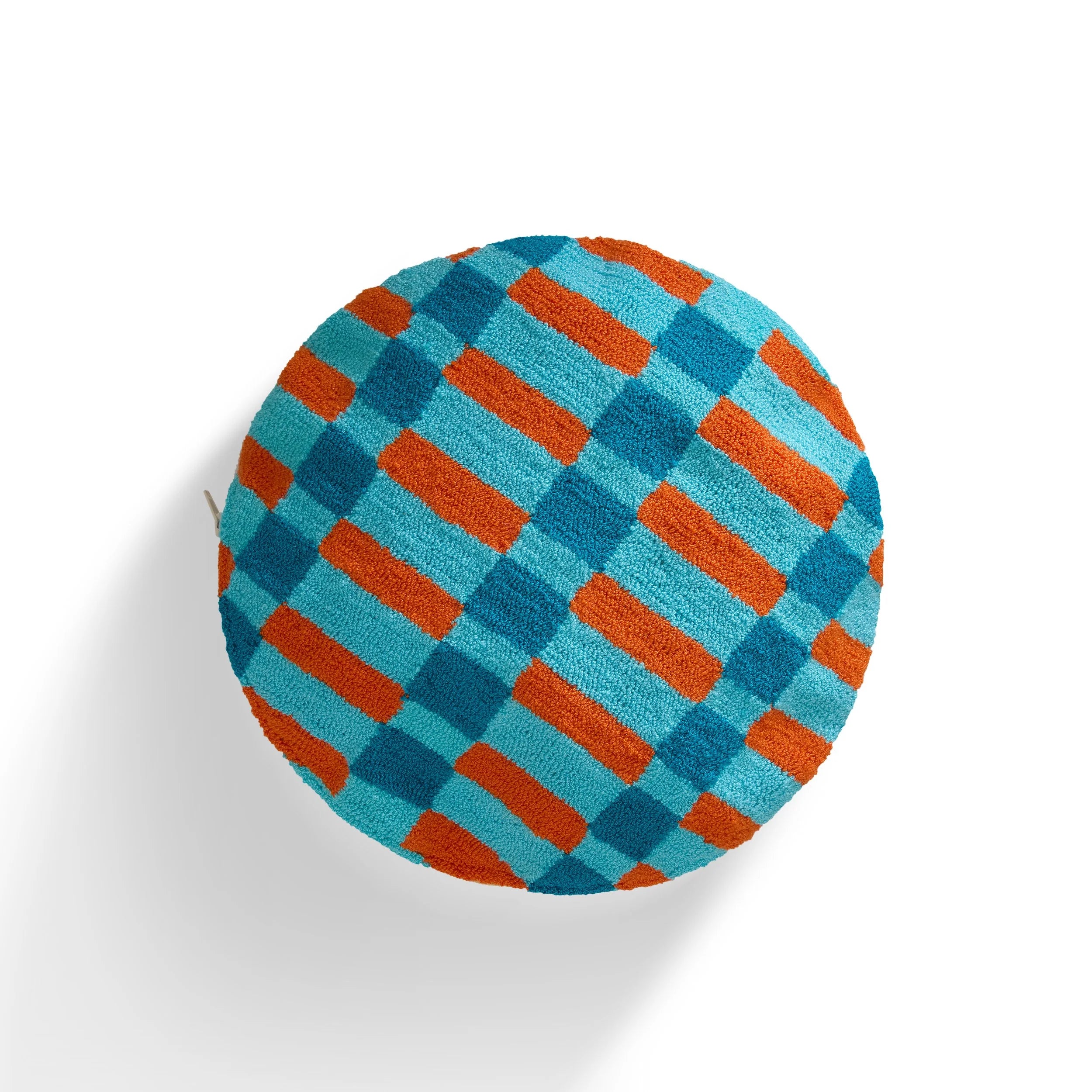 Wayuu Round Pillow (orange and blue stripes)