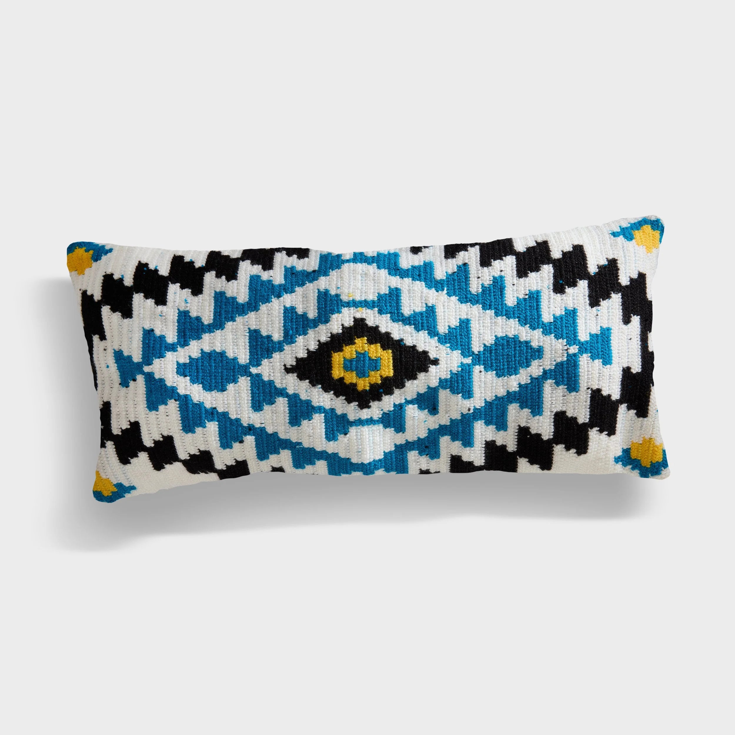 Wayuu Rectangle Pillow (yellow black blue design)
