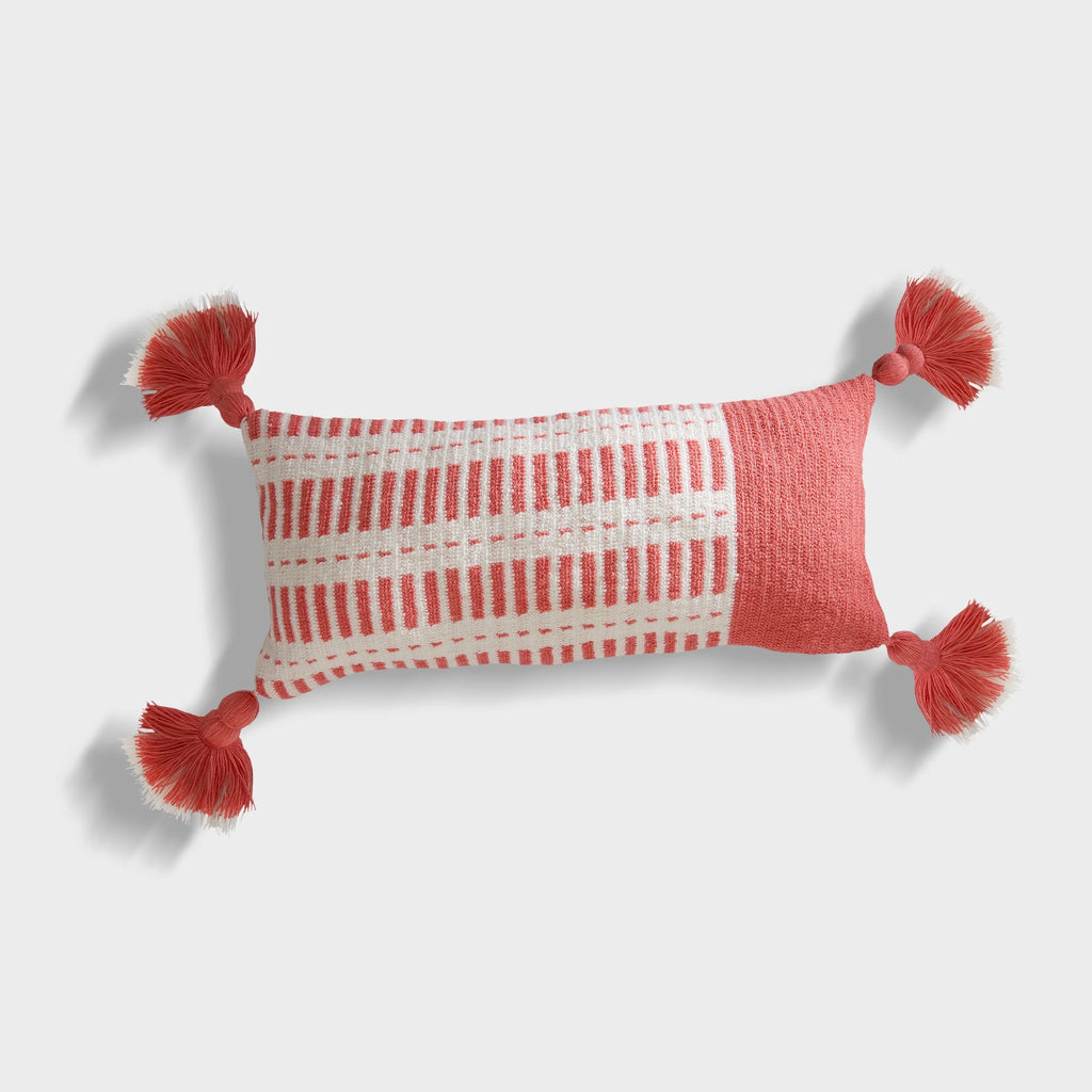 Wayuu Rectangle Pillow (stripes solid cream and red)