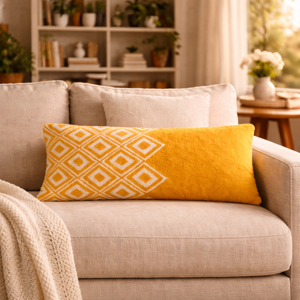 Wayuu Rectangle Pillow (yellow cream)